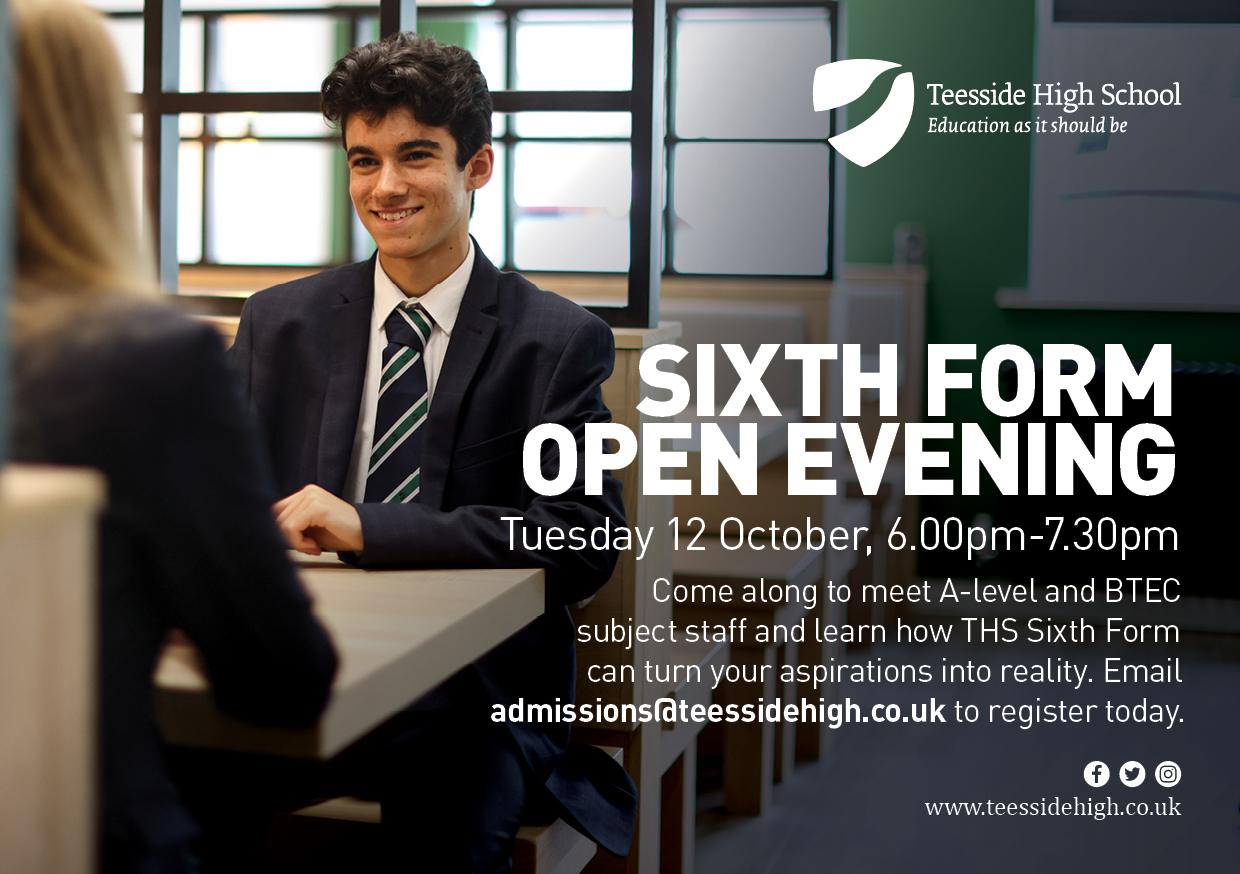 Sixth Form Open Evening | Tuesday 12 October | Teesside High